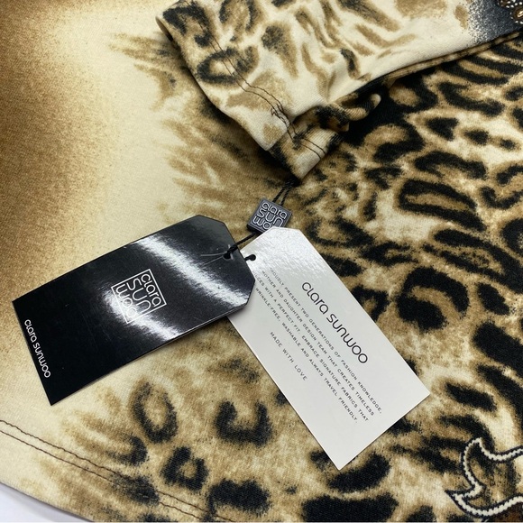 CLARA SUNWOO Animal Print Tunic in Brown and Cream dropped shoulder W LG - Picture 4 of 13